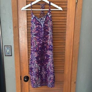 Athleta Purple and White Backless Dress